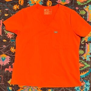 FIGS Womens BRIGHT Orange Shirt